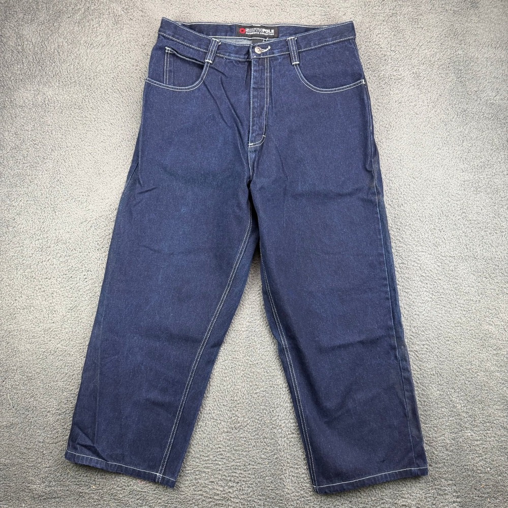 Southpole Authentic Collection Mens 36 Baggy Wide Leg Indigo Denim Jeans Y2K